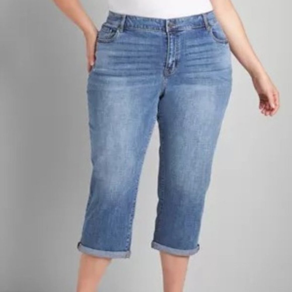 New Lane Bryant Sz 22 Signature Fit Boyfriend Capris Mid Rise